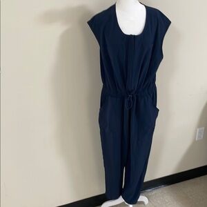All in Motion Blue Jumpsuit with Fitted Bodice and Flowing Pants